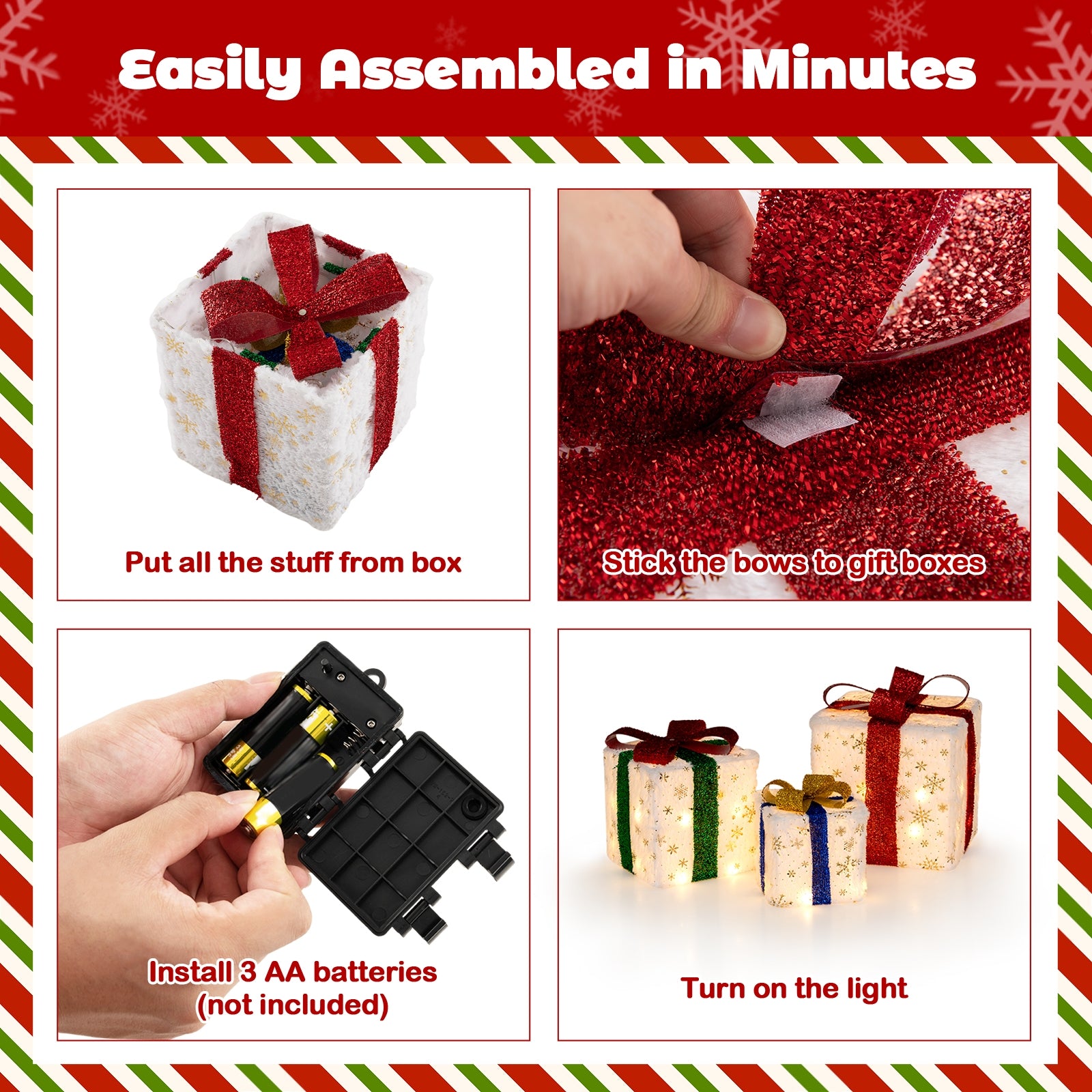 Christmas Lighted Gift Box Set, 48 Warm Lights Christmas Decor & Accessories at Gallery Canada