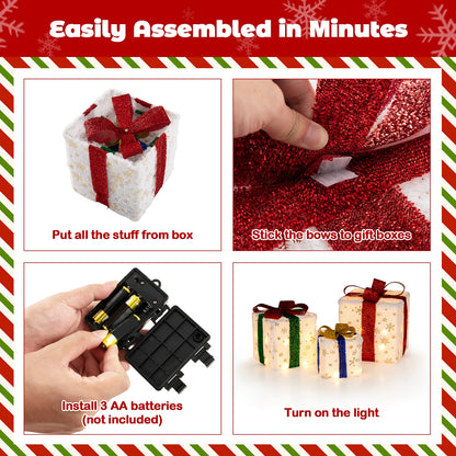 Christmas Lighted Gift Box Set, 48 Warm Lights Christmas Decor & Accessories at Gallery Canada