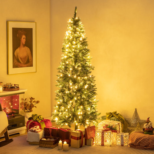 6 Feet Pre-Lit Artificial Christmas Tree, 618 Snowy Branch Tips, Green Christmas Tree Green at Gallery Canada