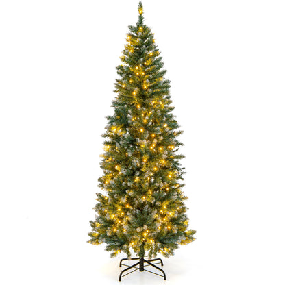 6 Feet Pre-Lit Artificial Christmas Tree, 618 Snowy Branch Tips, Green Christmas Tree Green at Gallery Canada