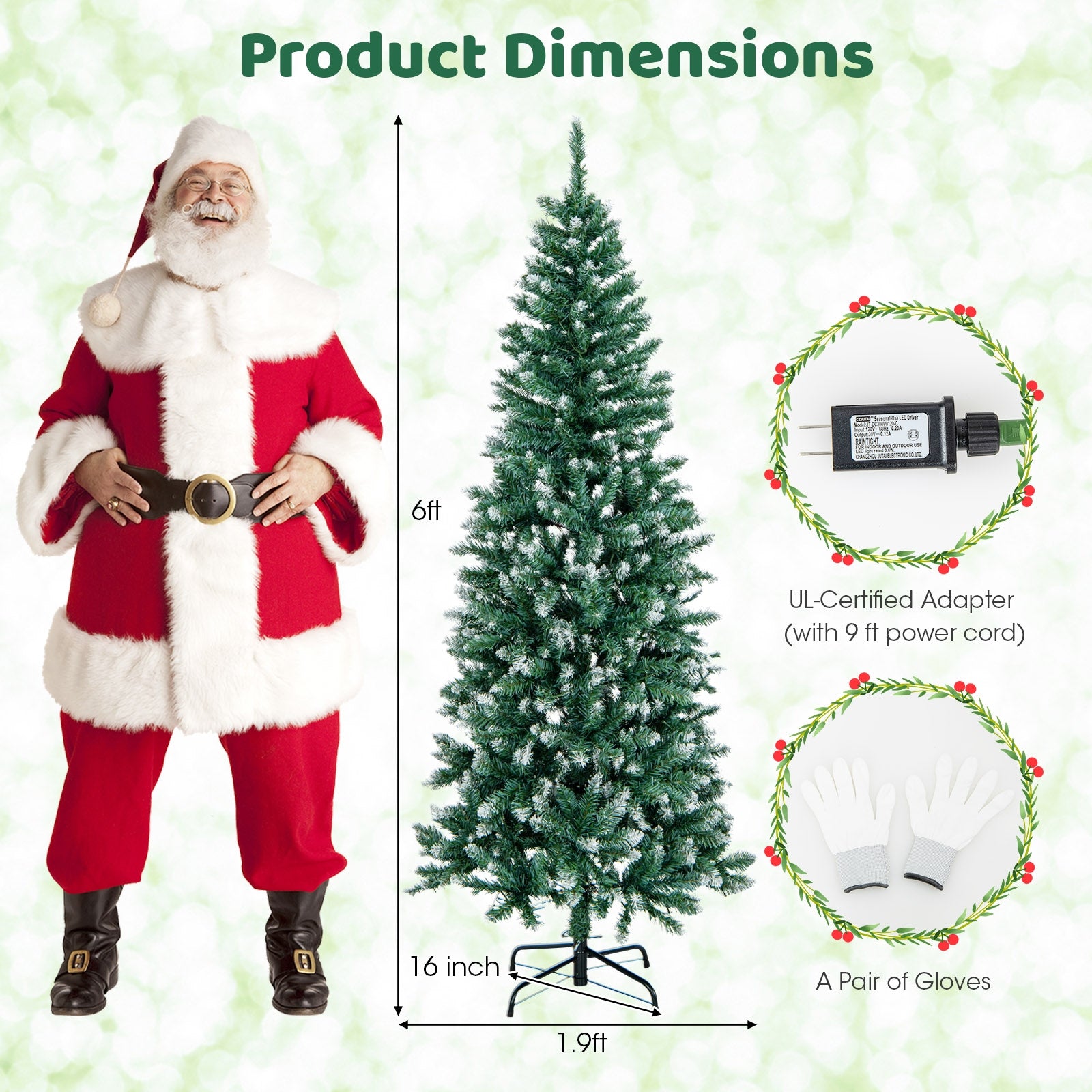 6 Feet Pre-Lit Artificial Christmas Tree, 618 Snowy Branch Tips, Green Christmas Tree at Gallery Canada