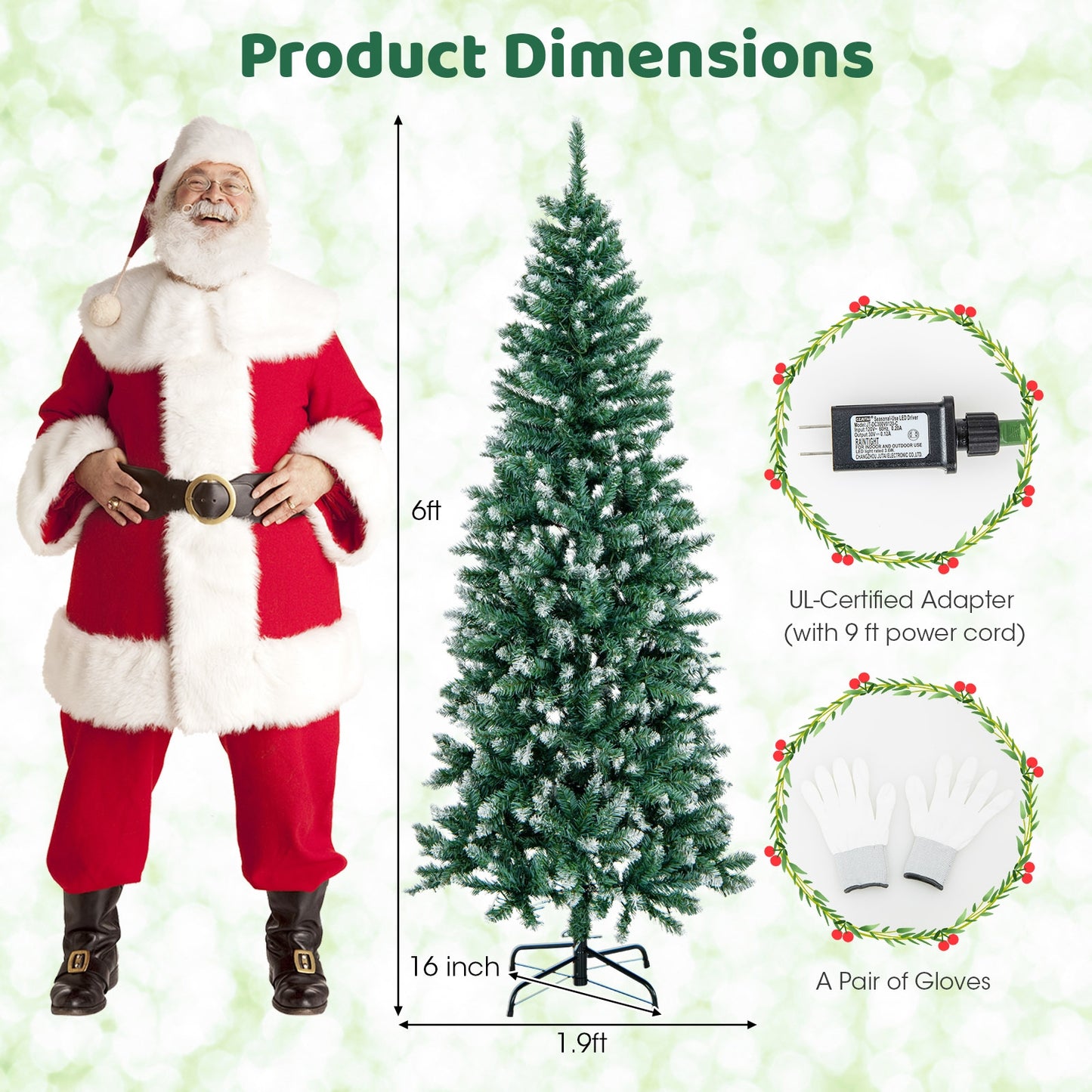 6 Feet Pre-Lit Artificial Christmas Tree, 618 Snowy Branch Tips, Green Christmas Tree at Gallery Canada