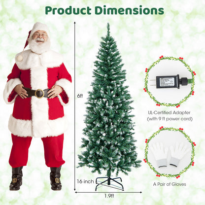 6 Feet Pre-Lit Artificial Christmas Tree, 618 Snowy Branch Tips, Green Christmas Tree at Gallery Canada