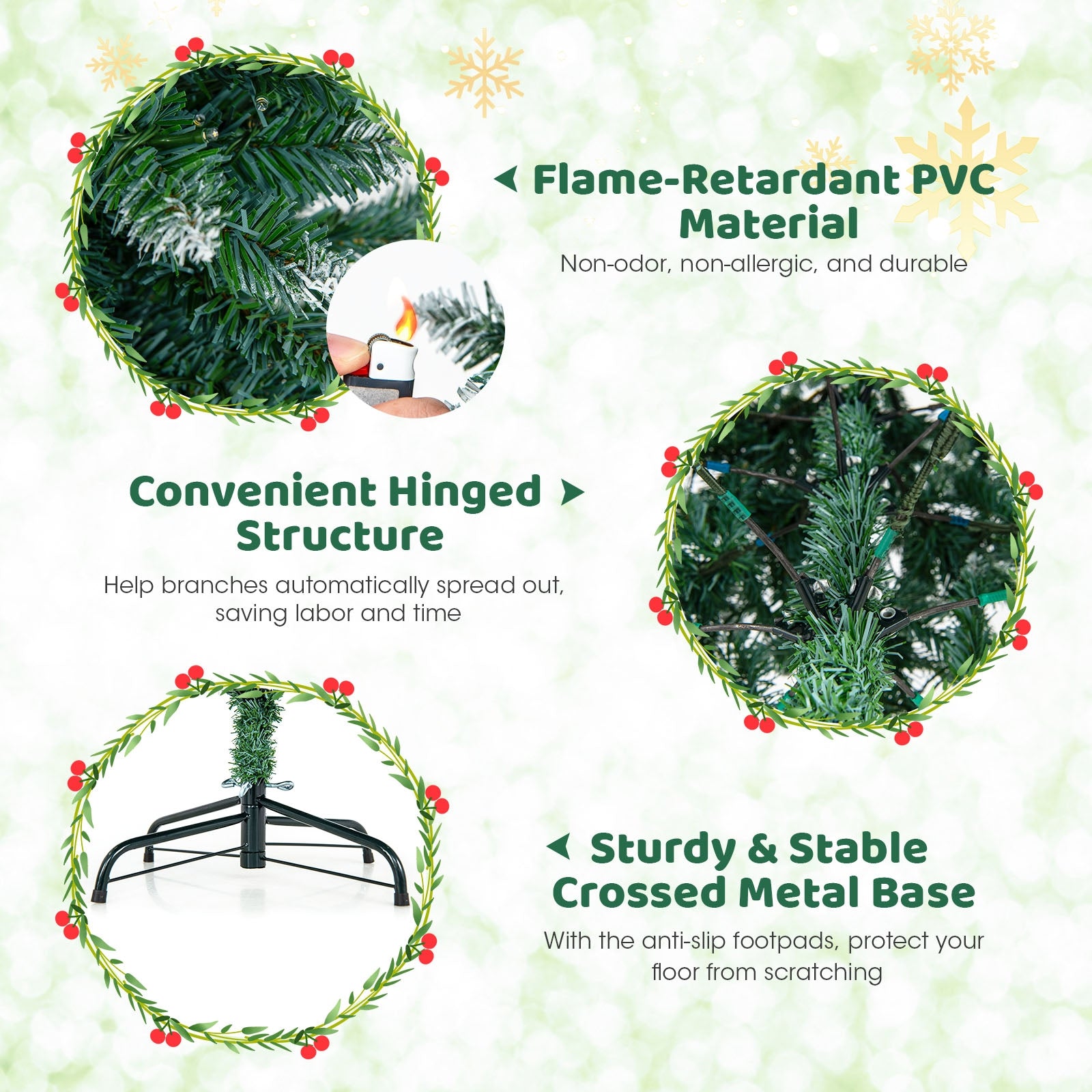 6 Feet Pre-Lit Artificial Christmas Tree, 618 Snowy Branch Tips, Green Christmas Tree at Gallery Canada