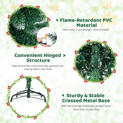 6 Feet Pre-Lit Artificial Christmas Tree, 618 Snowy Branch Tips, Green Christmas Tree at Gallery Canada
