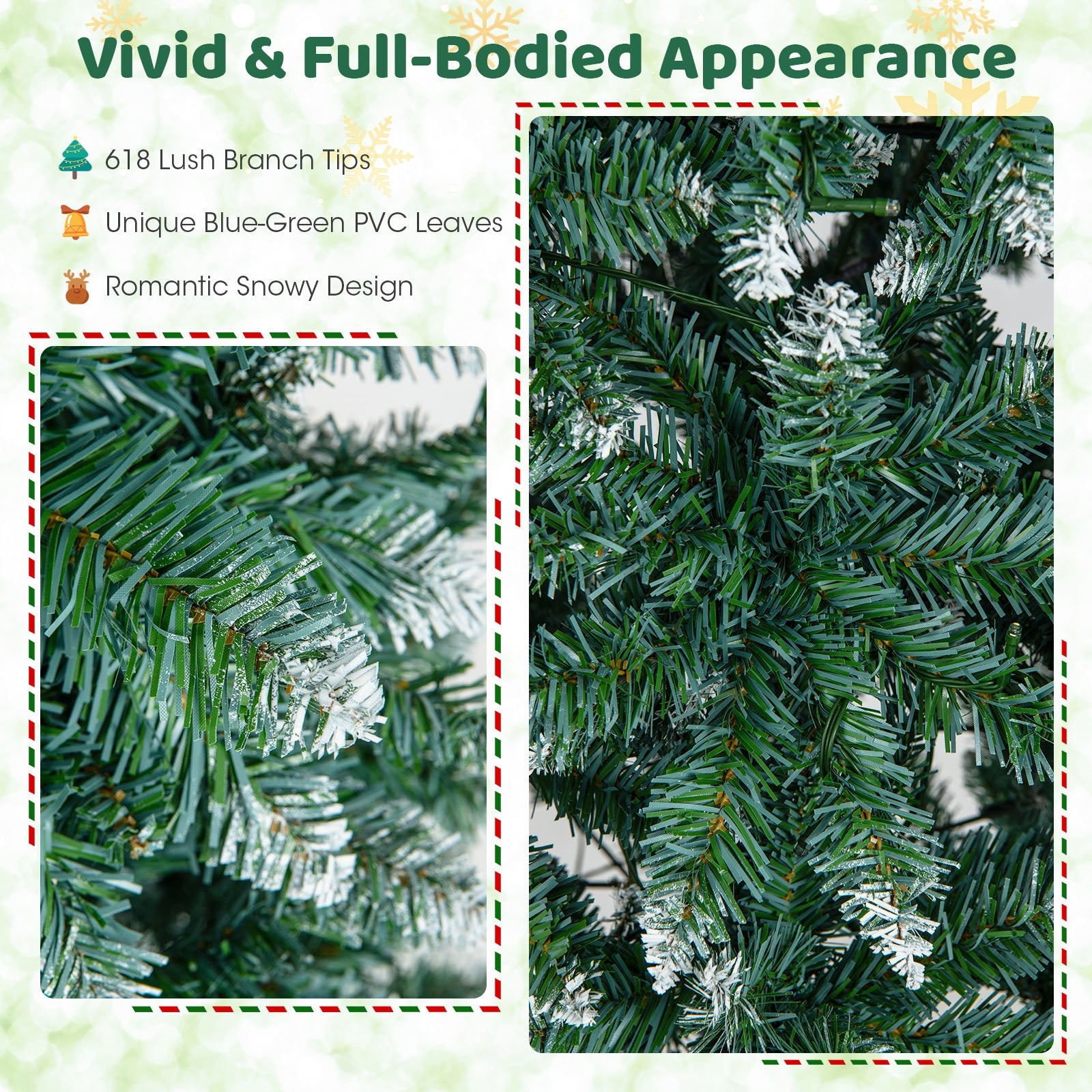 6 Feet Pre-Lit Artificial Christmas Tree, 618 Snowy Branch Tips, Green Christmas Tree at Gallery Canada