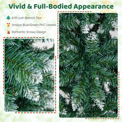 6 Feet Pre-Lit Artificial Christmas Tree, 618 Snowy Branch Tips, Green Christmas Tree at Gallery Canada