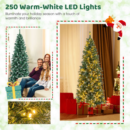 6 Feet Pre-Lit Artificial Christmas Tree, 618 Snowy Branch Tips, Green Christmas Tree at Gallery Canada
