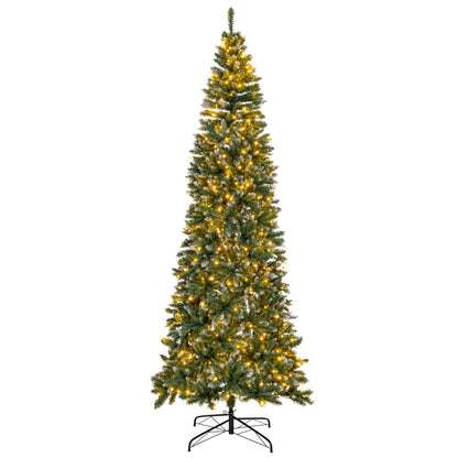 9 FT Pre-Lit Artificial Christmas Tree with 1298 Snowy Branch Tips, Green Christmas Tree Green at Gallery Canada