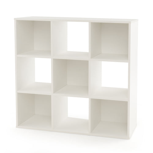 Wooden Kids Bookcase with Storage Cubbies and Anti-toppling Devices, White