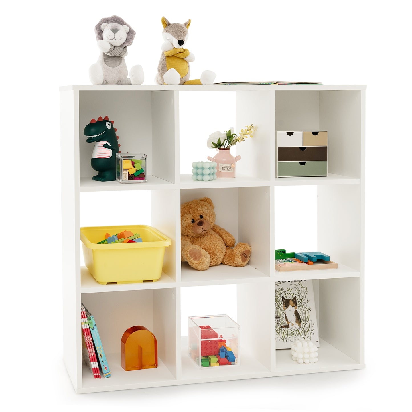 Wooden Kids Bookcase with Storage Cubbies and Anti-toppling Devices, White Kids Storage at Gallery Canada