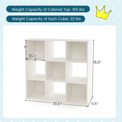 Wooden Kids Bookcase with Storage Cubbies and Anti-toppling Devices, White Kids Storage at Gallery Canada