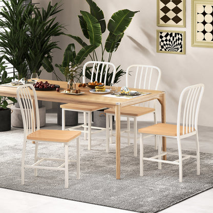 Armless Spindle Back Dining Chair Set of 2 with Ergonomic Seat, White Dining Chairs at Gallery Canada