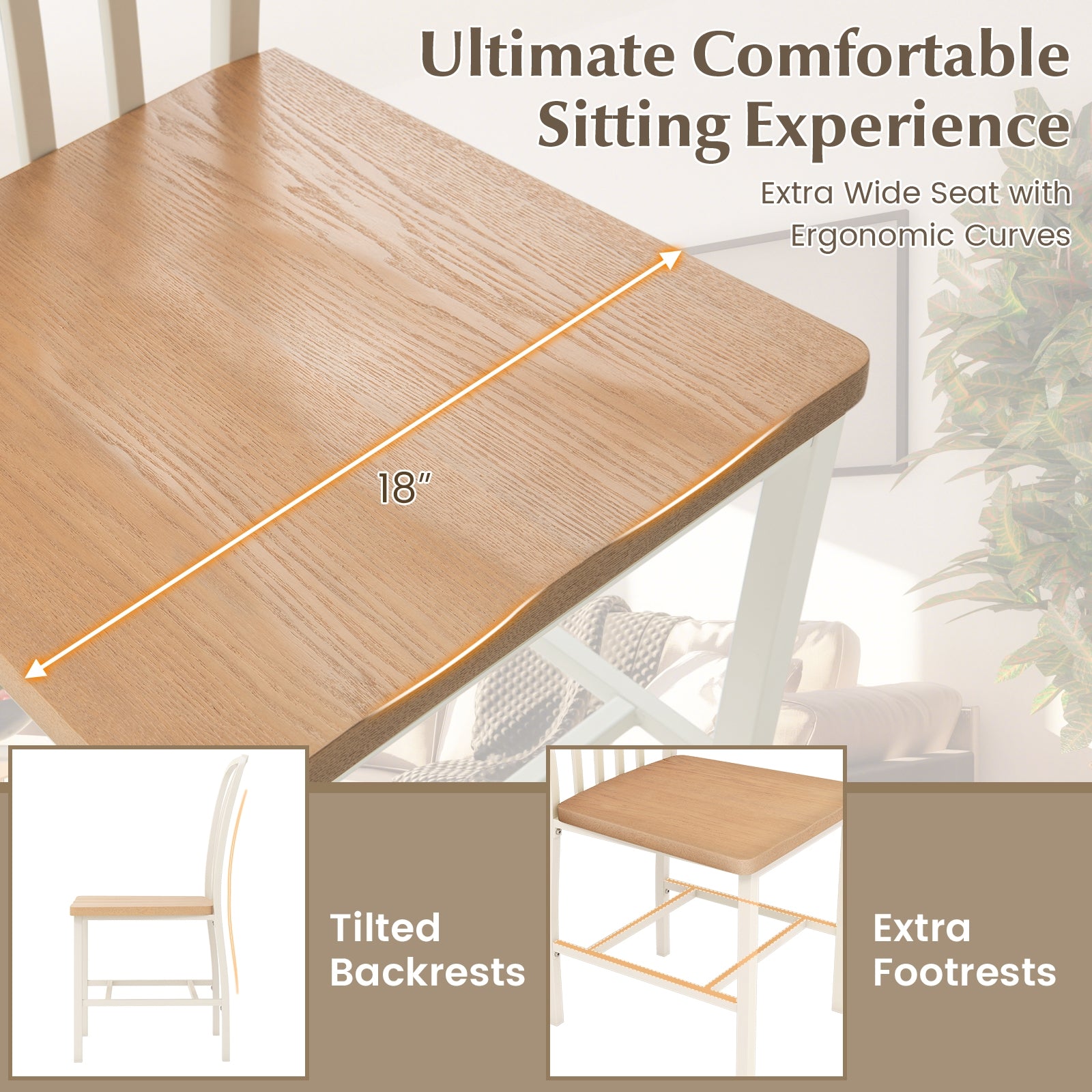 Armless Spindle Back Dining Chair Set of 2 with Ergonomic Seat, White Dining Chairs at Gallery Canada