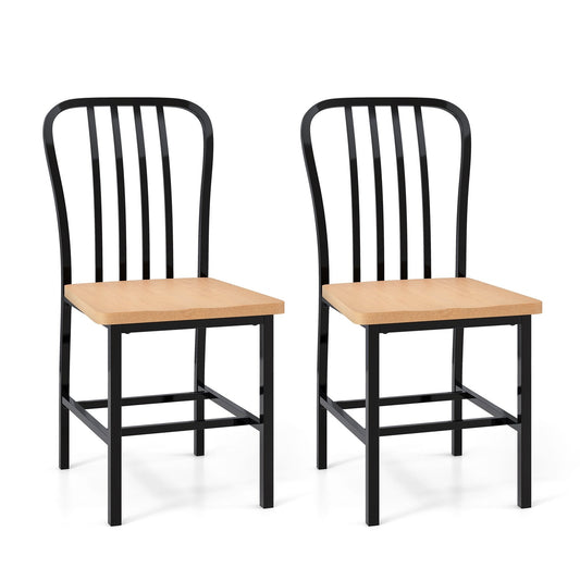 Armless Spindle Back Dining Chair Set of 2 with Ergonomic Seat, Black at Gallery Canada