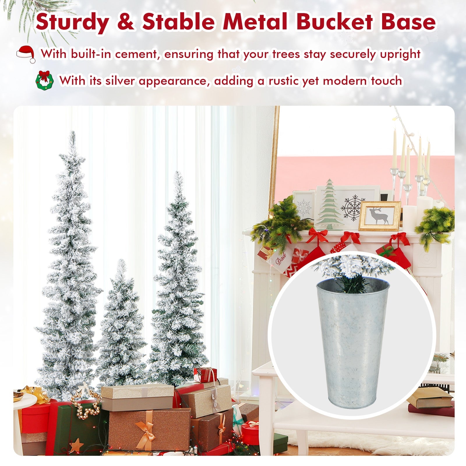 Set Of 3 Potted Artificial Christmas Trees, Snow-Flocked, White Christmas Tree at Gallery Canada