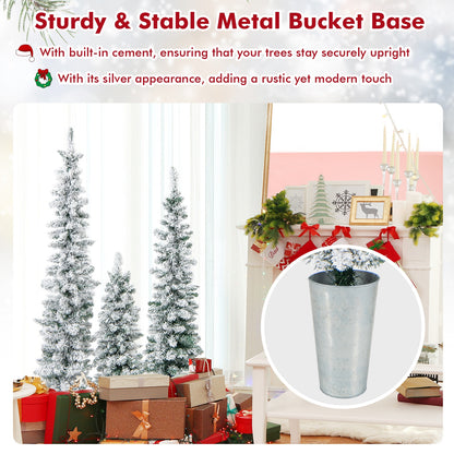 Set Of 3 Potted Artificial Christmas Trees, Snow-Flocked, White Christmas Tree at Gallery Canada