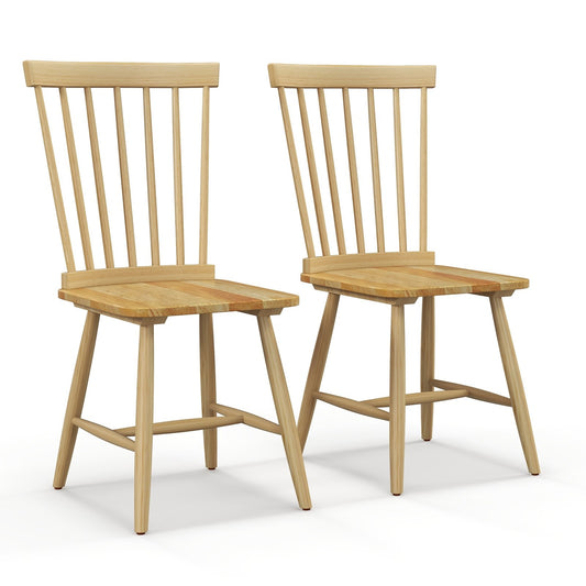 Set of 2 Windsor Dining Chairs with High Spindle Back, Natural at Gallery Canada