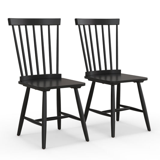 Set of 2 Windsor Dining Chairs with High Spindle Back, Black at Gallery Canada