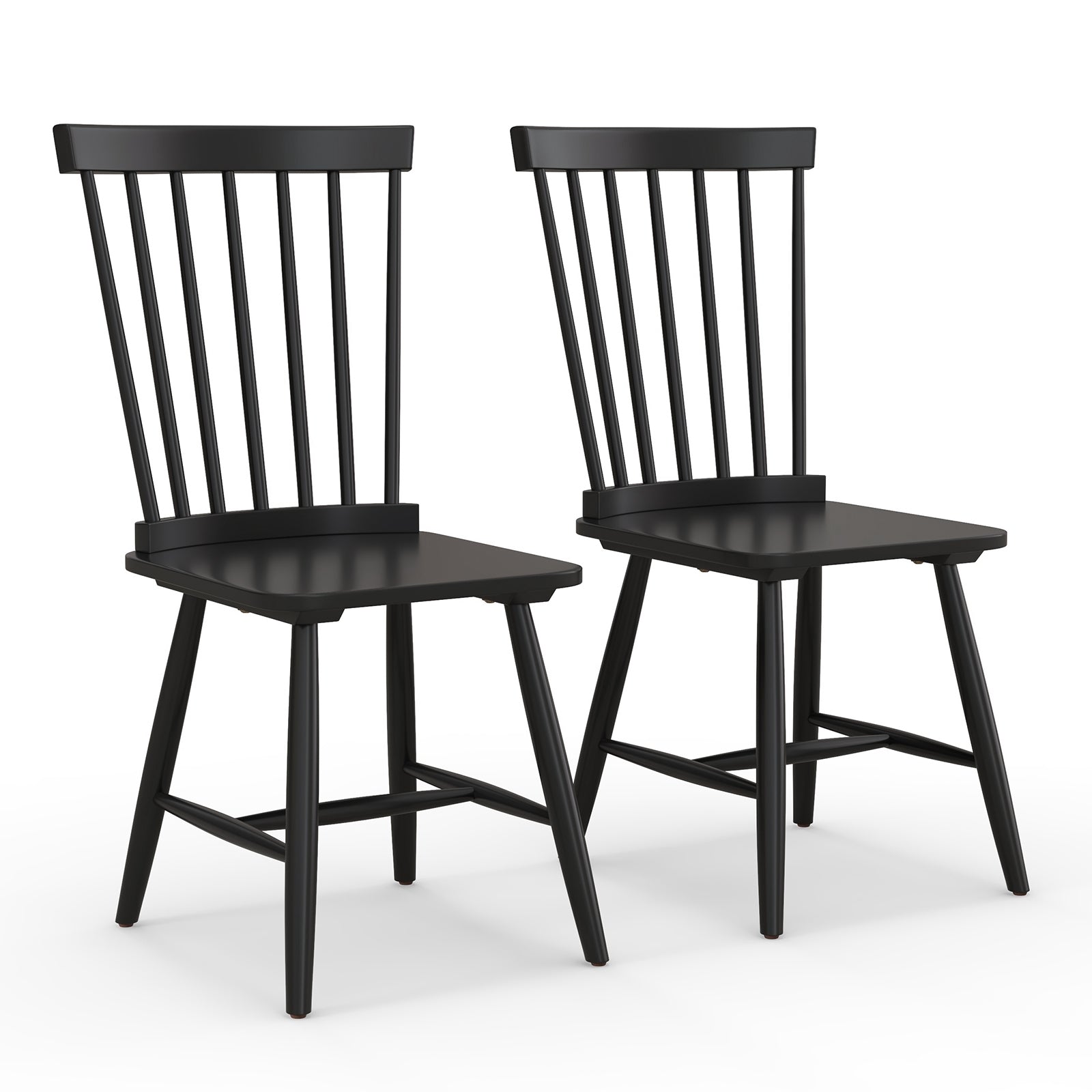 Set of 2 Windsor Dining Chairs with High Spindle Back, Black Dining Chairs Black at Gallery Canada