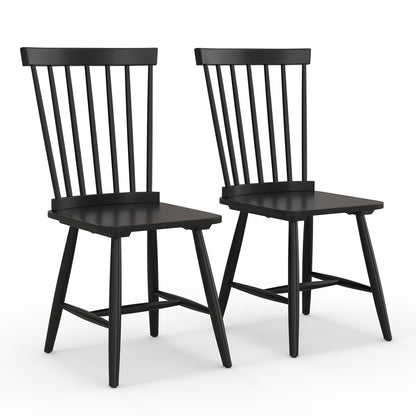 Set of 2 Windsor Dining Chairs with High Spindle Back, Black Dining Chairs Black at Gallery Canada