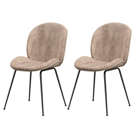 Set of 2 Armless Dining Chairs with Metal Base and Padded Seat, Coffee at Gallery Canada