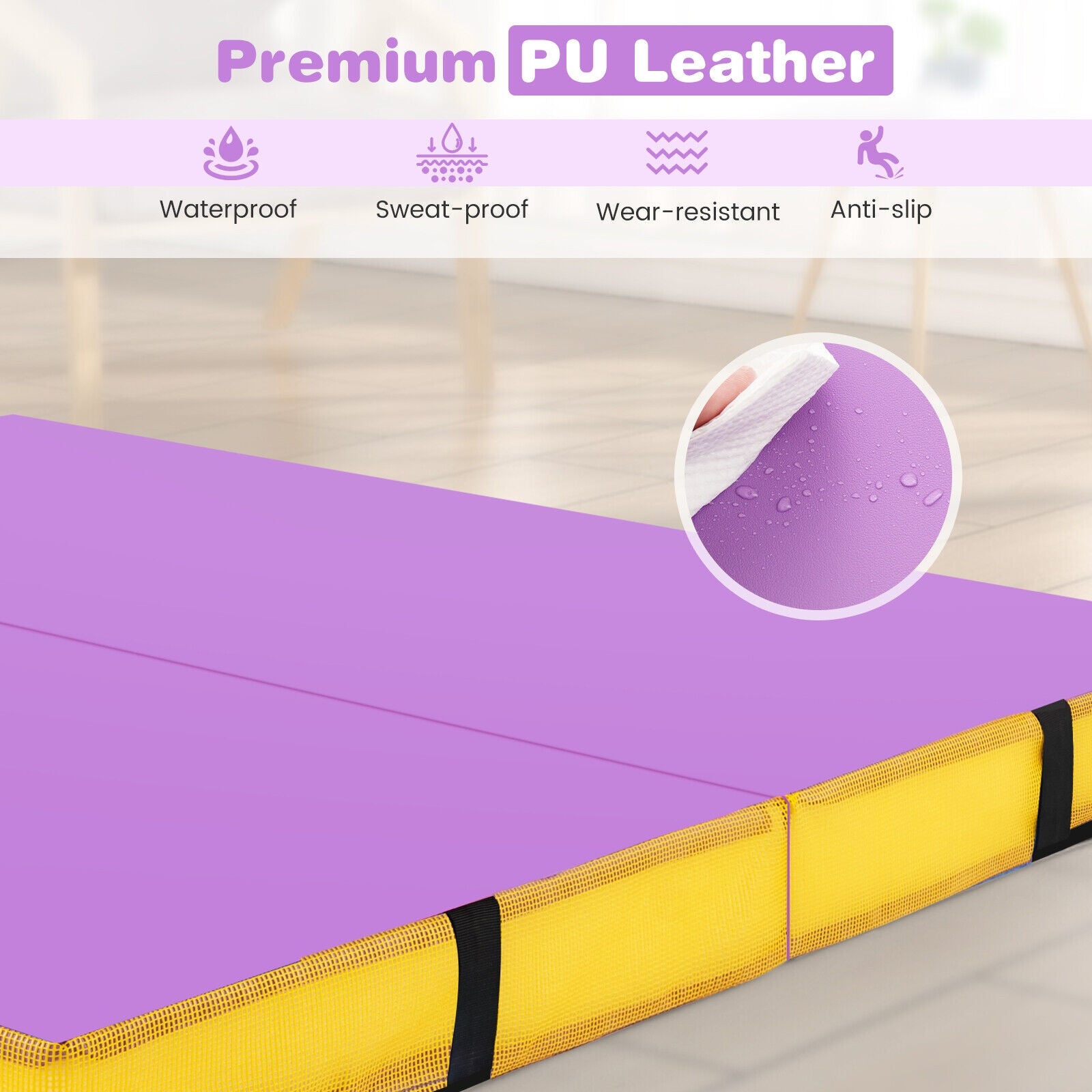 4ft x 4ft x 4in Bi-Folding Gymnastic Tumbling Mat with Handles and Cover, Purple Yoga & Gym Mats at Gallery Canada
