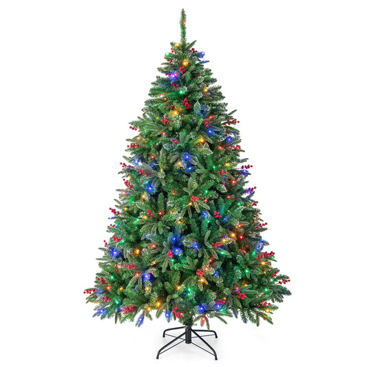 7 FT Pre-Lit Artificial Christmas Tree 390 Multi-Color LED Lights, Green - Gallery Canada