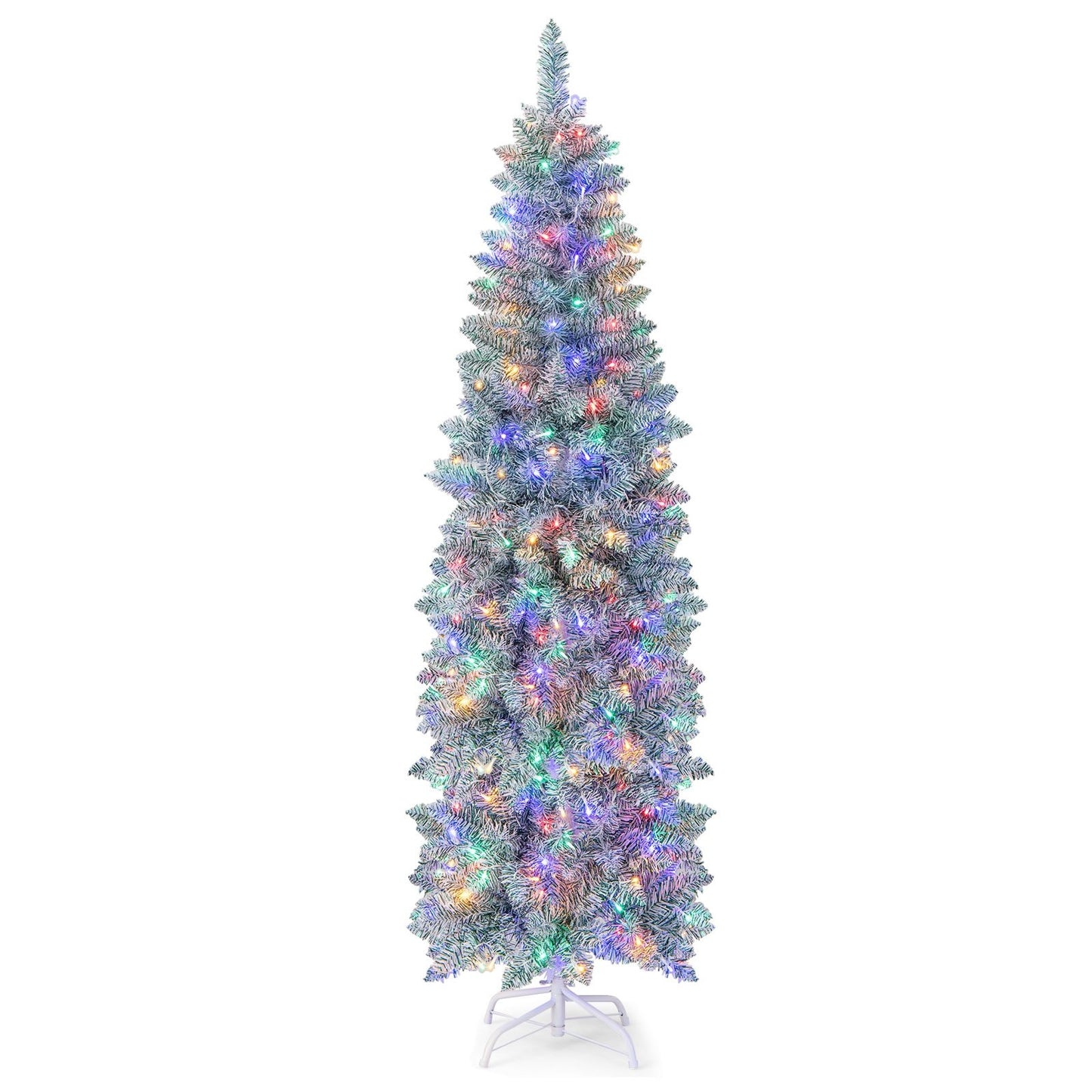 5/6/7 FT Pre-lit Artificial Christmas Tree with Multi-color LED Lights-6 ft, Green