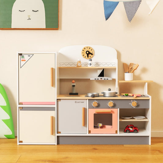 Kids Play Kitchen Set with Realistic Range Hood and Refrigerator - Gallery Canada