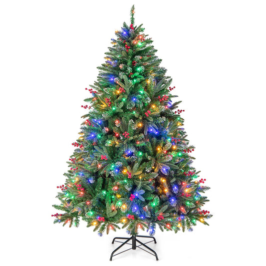 6/7 FT Pre-Lit Artificial Christmas Tree with Multi-Color LED Lights-6 ft, Green