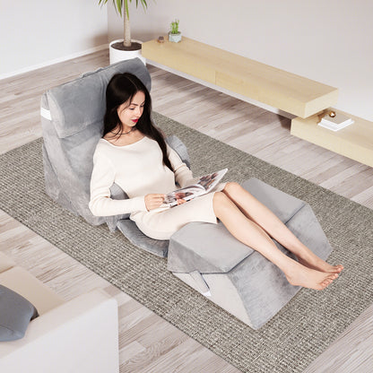 7 Pieces Bed Wedge Pillow Set with Memory Foam and Washable Cover, Gray Bedding at Gallery Canada