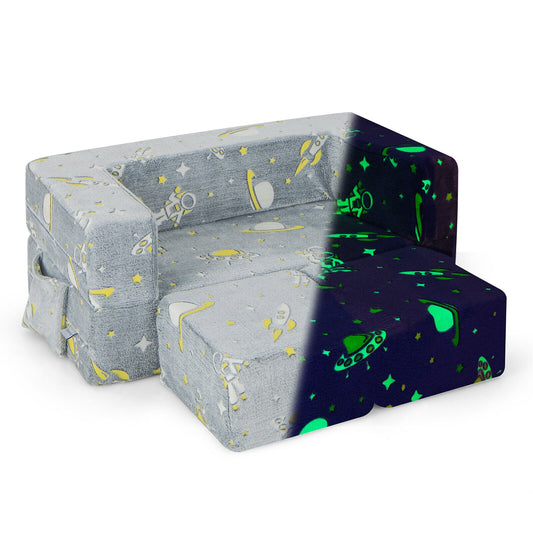 Kids Play Sofa with Ottoman and Removable & Machine Washable Cover, Gray Kids Chairs & Seating Gray at Gallery Canada