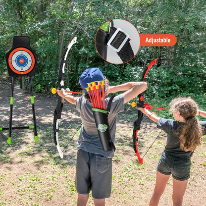 Youth Archery Bow Set with LED Light Up Bow and 20 Suction Cup Arrows for Kids, Multicolor