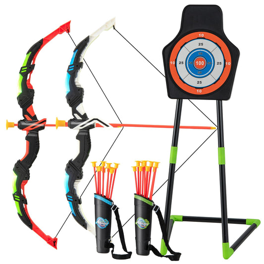 Youth Archery Bow Set with LED Light Up Bow and 20 Suction Cup Arrows for Kids, Multicolor - Gallery Canada