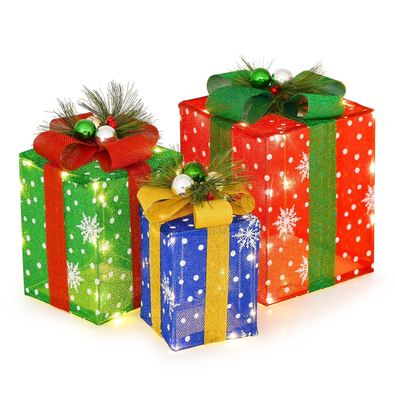 3 PCS Christmas Lighted Gift Boxes, 52 LED Lights, Multicolor Christmas at Gallery Canada