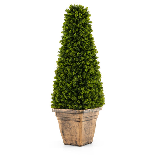 3 Feet Artificial Boxwood Topiary Tree with Cement Flowerpot, Green Faux Plants Green at Gallery Canada