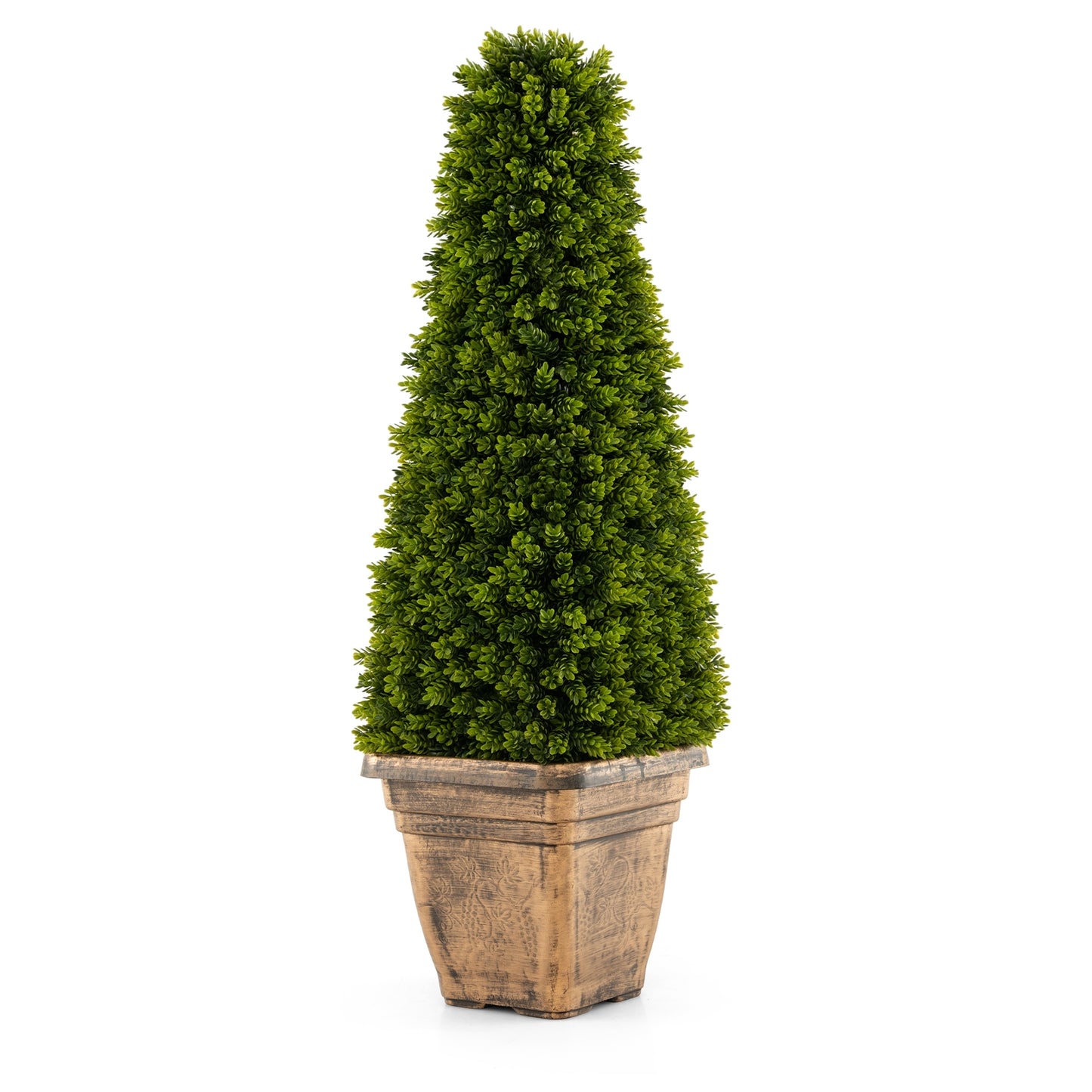 3 Feet Artificial Boxwood Topiary Tree with Cement Flowerpot, Green Faux Plants at Gallery Canada