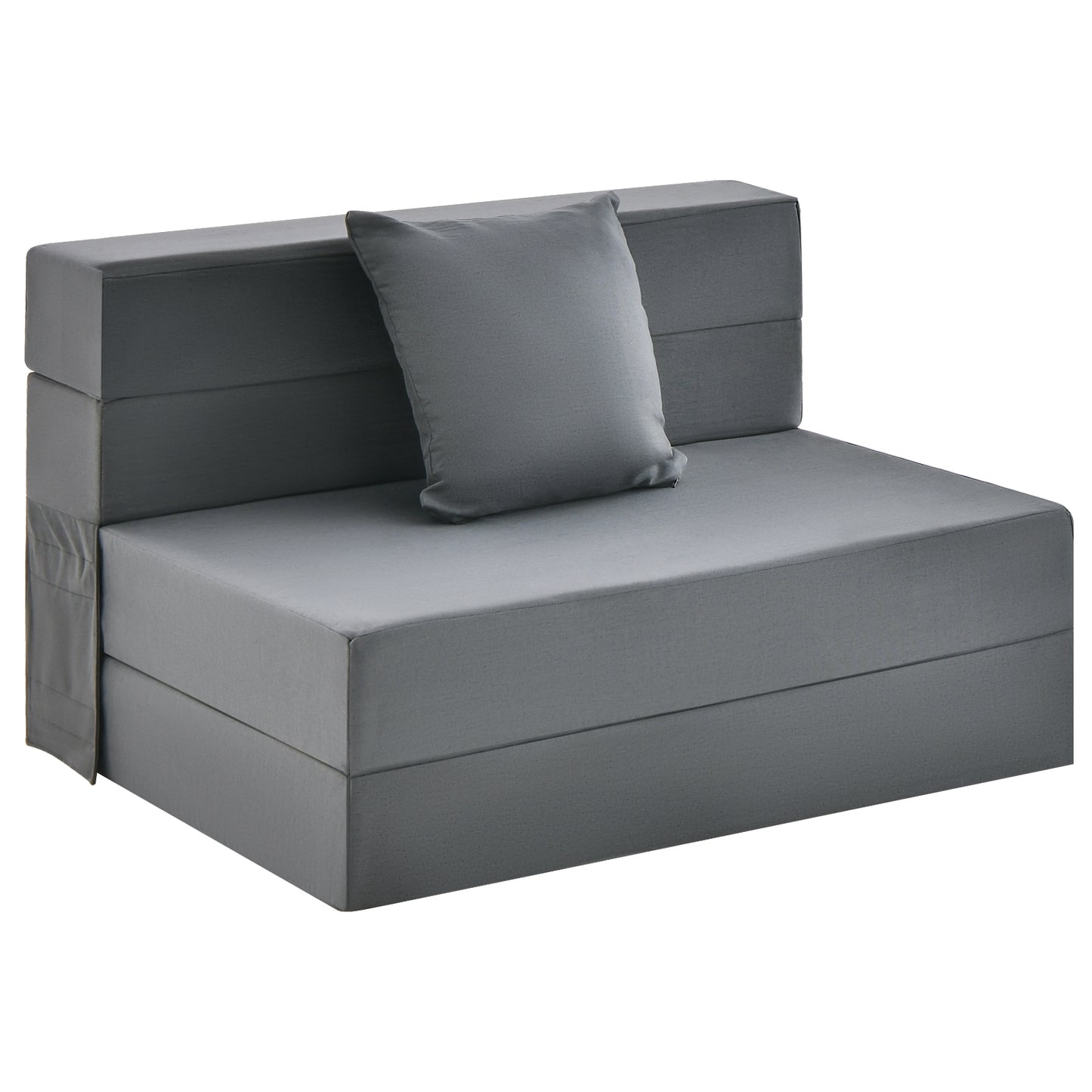 Canapé-lit pliant 6 pouces, matelas pliant avec oreiller, gris foncé