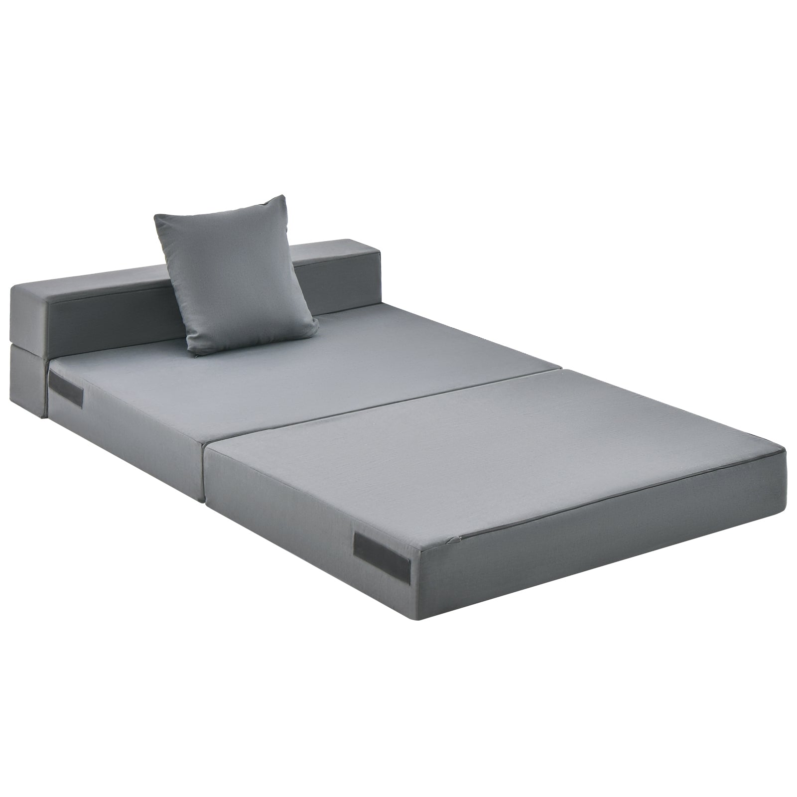 6 Inch Tri-fold Sofa Bed Folding Mattress with Pillow, Dark Gray Floor Chairs at Gallery Canada