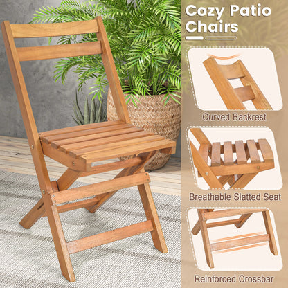 3 Pieces Folding Patio Bistro Set with Slatted Tabletop, Natural Patio Conversation Sets at Gallery Canada