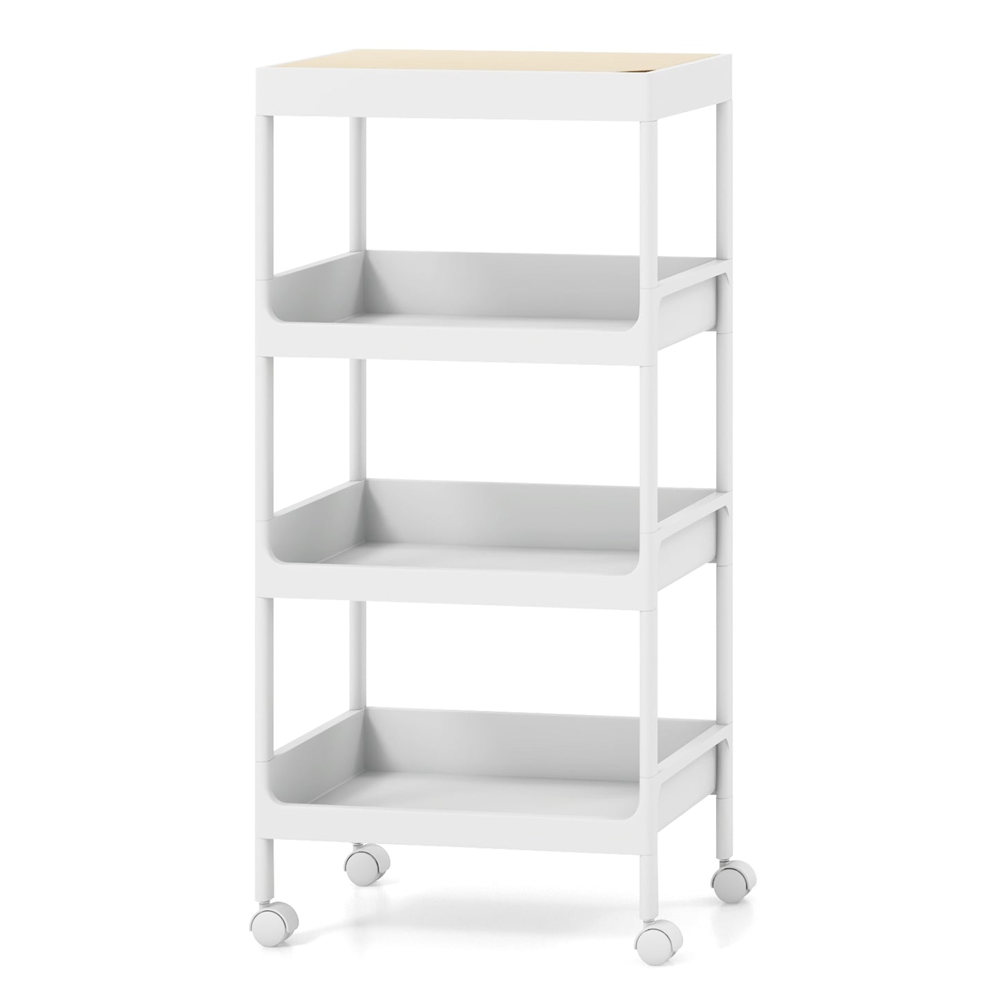 3/4 Tier Utility Rolling Cart, Detachable Tray Top, Locking Wheels, White Kitchen Islands & Carts at Gallery Canada