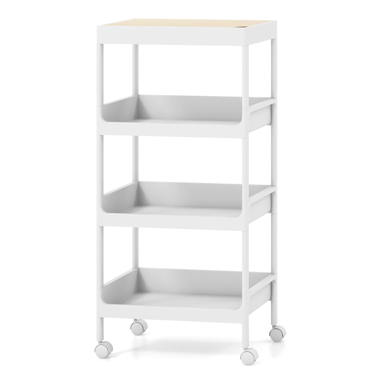 3/4 Tier Utility Rolling Cart with Detachable Tray Top and Locking Wheels-4-Tier, White Kitchen Islands & Carts 4-Tier at Gallery Canada