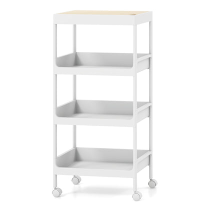 3/4 Tier Utility Rolling Cart with Detachable Tray Top and Locking Wheels-4-Tier, White Kitchen Islands & Carts 4-Tier at Gallery Canada