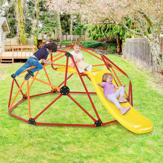 Kids Climbing Dome with Slide and Fabric Cushion for Garden Yard, Orange - Gallery Canada
