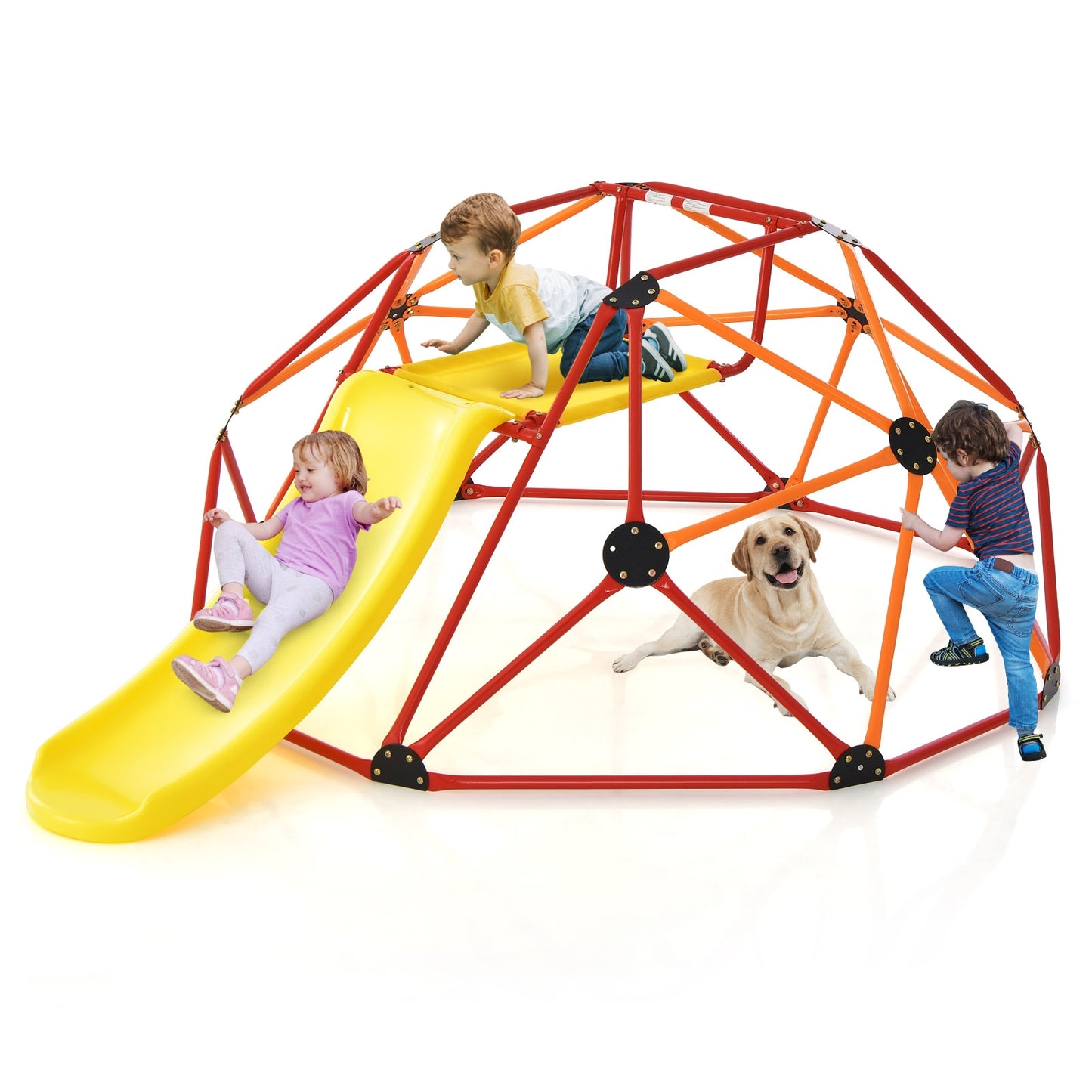 Kids Climbing Dome with Slide and Fabric Cushion for Garden Yard, Orange Climbers & Slides at Gallery Canada