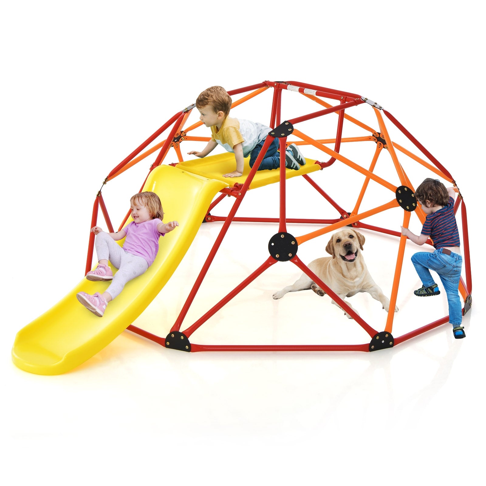 Kids Climbing Dome with Slide and Fabric Cushion for Garden Yard, Orange Climbers & Slides at Gallery Canada