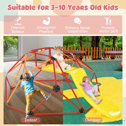 Kids Climbing Dome with Slide and Fabric Cushion for Garden Yard, Orange Climbers & Slides at Gallery Canada