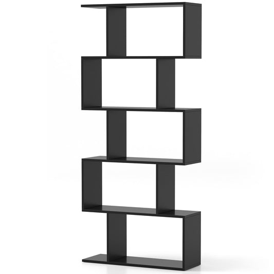 5-Tier Bookshelf with Anti-Toppling Device for Living Room Home Office, Black - Gallery Canada