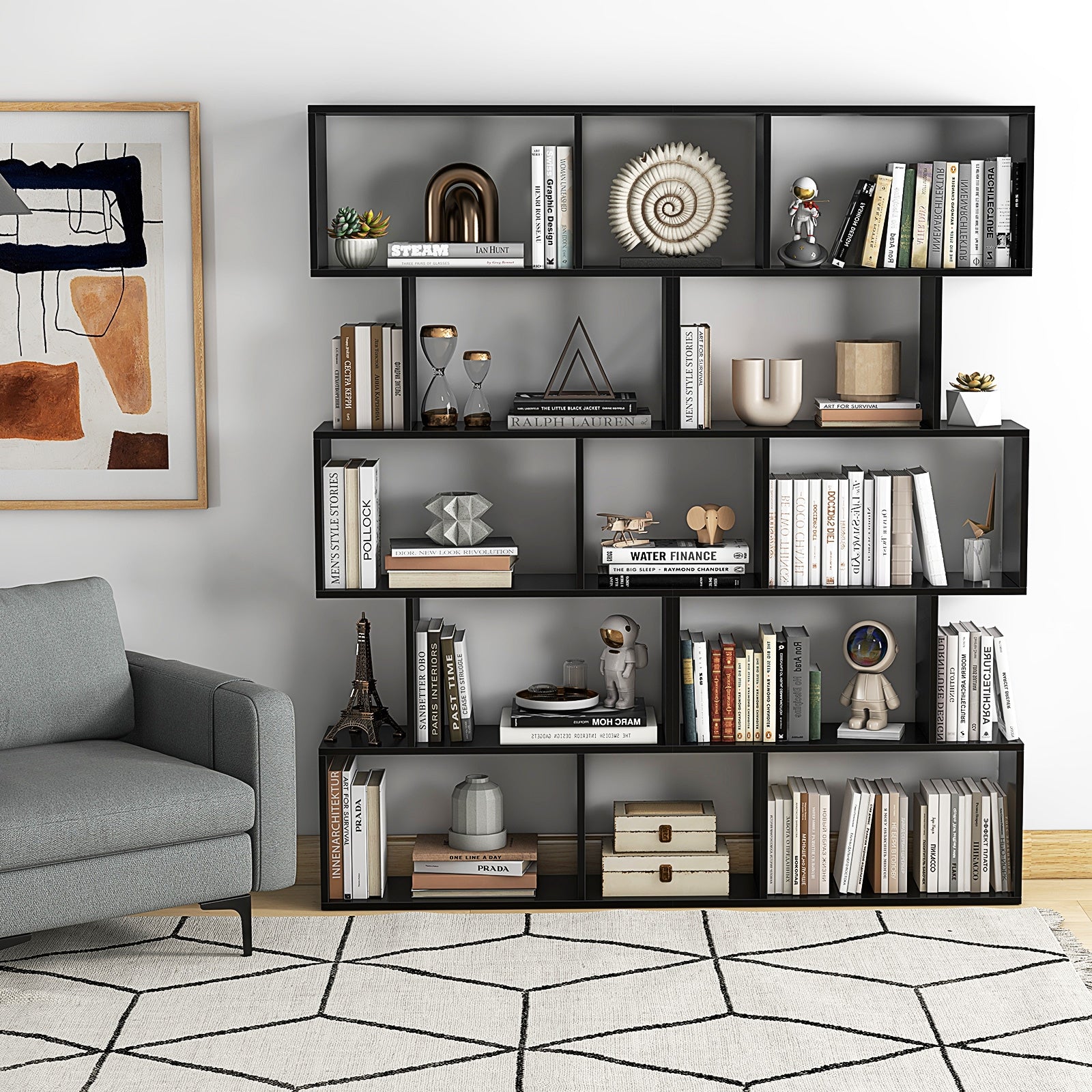 5-Tier Bookshelf with Anti-Toppling Device for Living Room Home Office, Black Bookcases at Gallery Canada